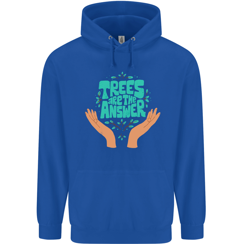 Climate Change Trees Are the Answer Mens 80% Cotton Hoodie Royal Blue