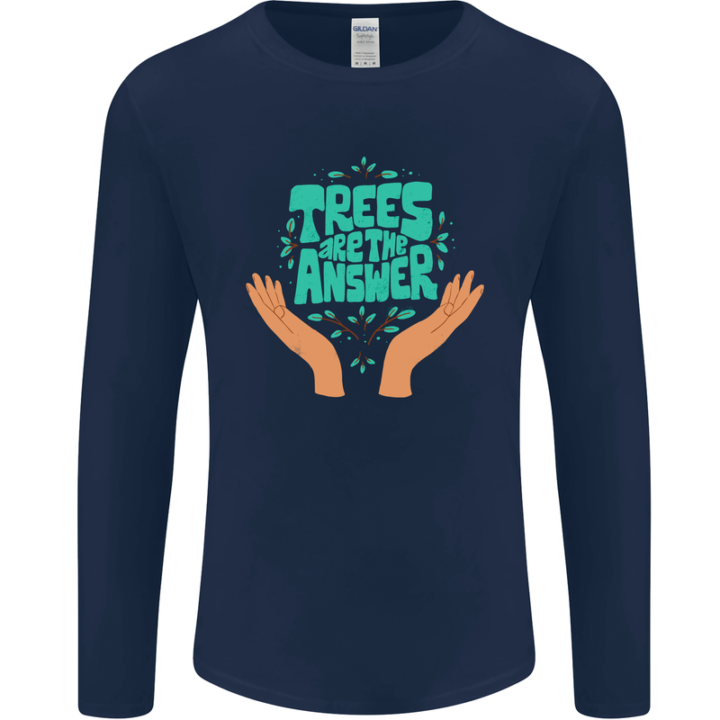 Climate Change Trees Are the Answer Mens Long Sleeve T-Shirt Navy Blue