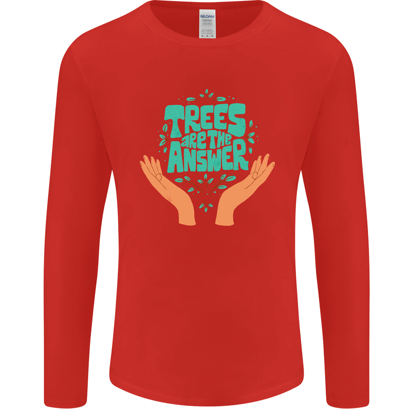 Climate Change Trees Are the Answer Mens Long Sleeve T-Shirt Red