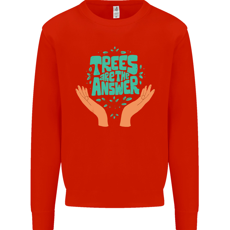 Climate Change Trees Are the Answer Mens Sweatshirt Jumper Bright Red
