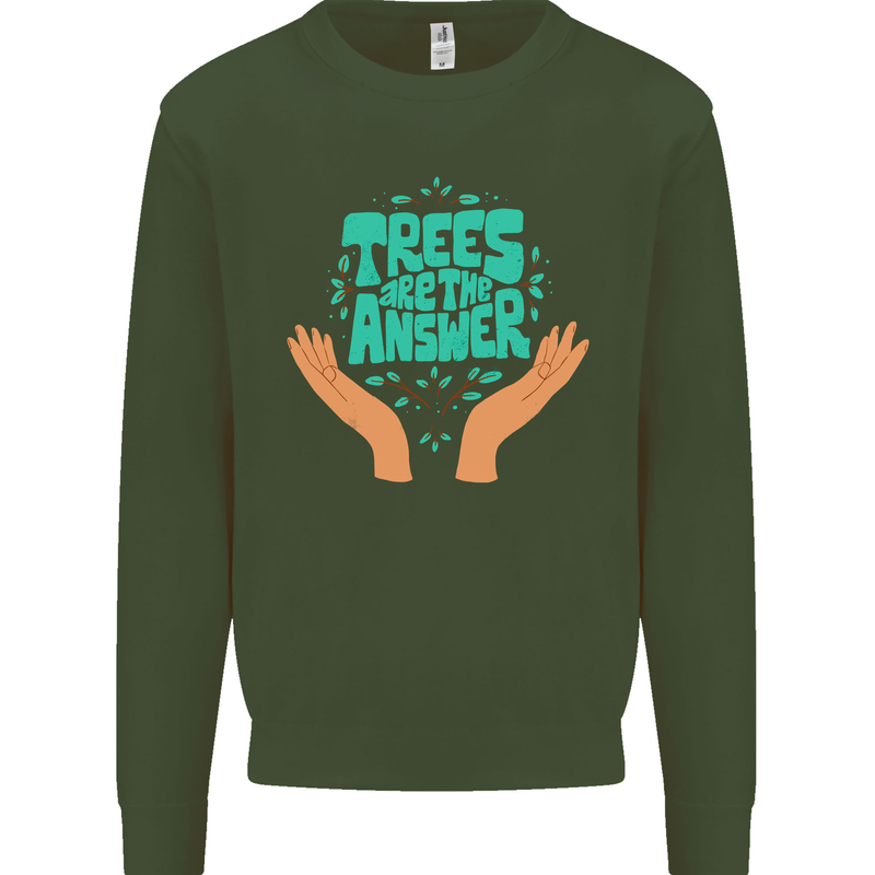 Climate Change Trees Are the Answer Mens Sweatshirt Jumper Forest Green