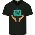 Climate Change Trees Are the Answer Mens V-Neck Cotton T-Shirt Black