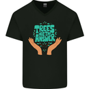 Climate Change Trees Are the Answer Mens V-Neck Cotton T-Shirt Black