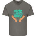 Climate Change Trees Are the Answer Mens V-Neck Cotton T-Shirt Charcoal