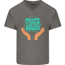 Climate Change Trees Are the Answer Mens V-Neck Cotton T-Shirt Charcoal