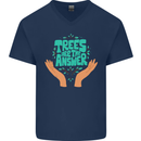 Climate Change Trees Are the Answer Mens V-Neck Cotton T-Shirt Navy Blue