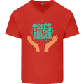 Climate Change Trees Are the Answer Mens V-Neck Cotton T-Shirt Red