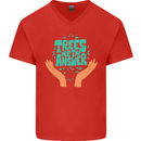 Climate Change Trees Are the Answer Mens V-Neck Cotton T-Shirt Red
