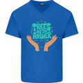Climate Change Trees Are the Answer Mens V-Neck Cotton T-Shirt Royal Blue