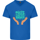 Climate Change Trees Are the Answer Mens V-Neck Cotton T-Shirt Royal Blue