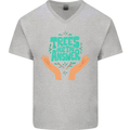 Climate Change Trees Are the Answer Mens V-Neck Cotton T-Shirt Sports Grey