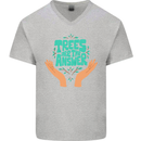 Climate Change Trees Are the Answer Mens V-Neck Cotton T-Shirt Sports Grey