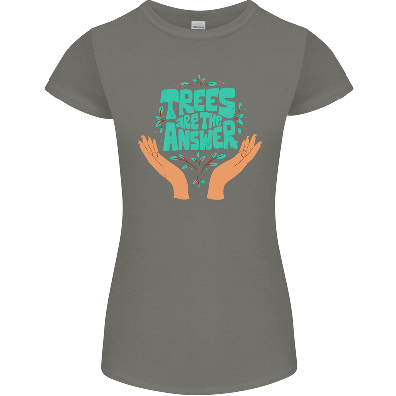 Climate Change Trees Are the Answer Womens Petite Cut T-Shirt Charcoal