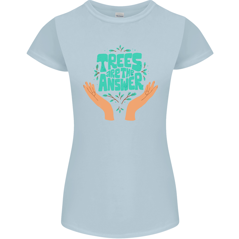Climate Change Trees Are the Answer Womens Petite Cut T-Shirt Light Blue