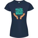 Climate Change Trees Are the Answer Womens Petite Cut T-Shirt Navy Blue