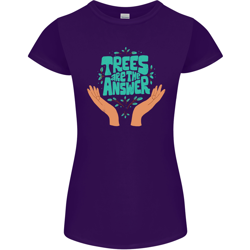 Climate Change Trees Are the Answer Womens Petite Cut T-Shirt Purple
