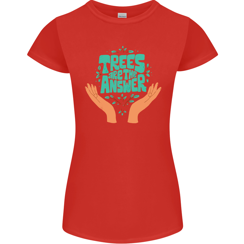 Climate Change Trees Are the Answer Womens Petite Cut T-Shirt Red