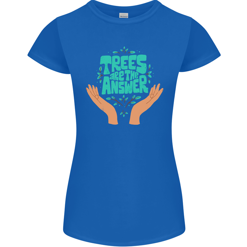 Climate Change Trees Are the Answer Womens Petite Cut T-Shirt Royal Blue