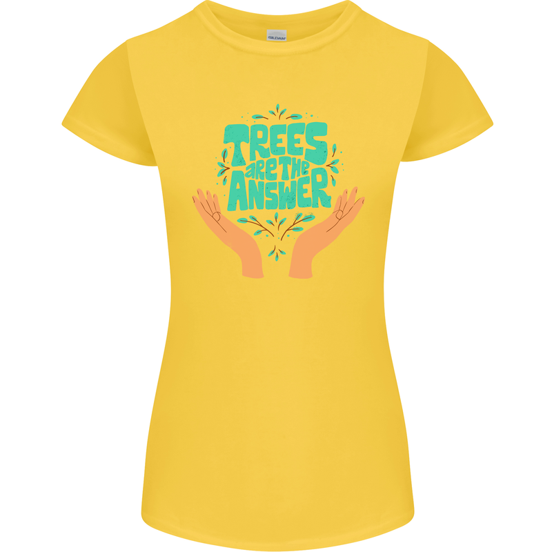 Climate Change Trees Are the Answer Womens Petite Cut T-Shirt Yellow