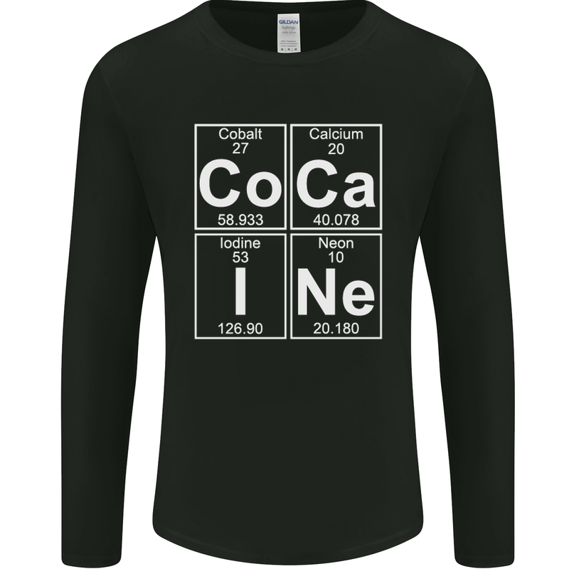 Cocaine Periodic Table Funny Drug Culture Mens Long Sleeve T-Shirt Black
