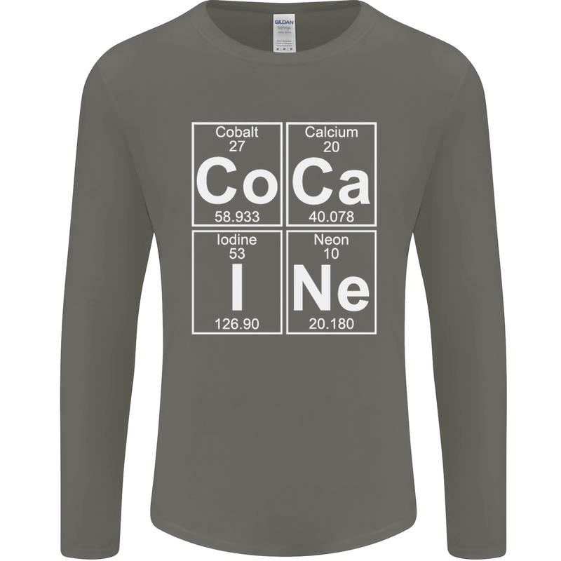 Cocaine Periodic Table Funny Drug Culture Mens Long Sleeve T-Shirt Charcoal
