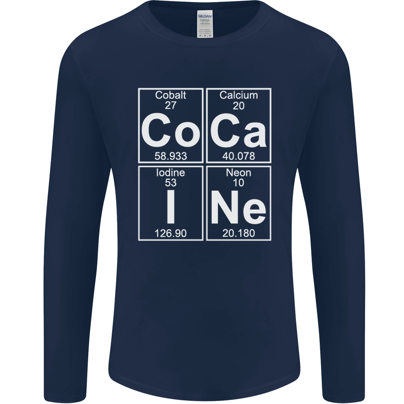 Cocaine Periodic Table Funny Drug Culture Mens Long Sleeve T-Shirt Navy Blue