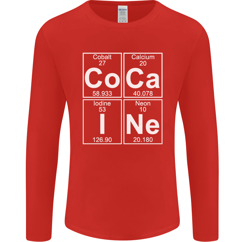 Cocaine Periodic Table Funny Drug Culture Mens Long Sleeve T-Shirt Red