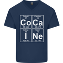 Cocaine Periodic Table Funny Drug Culture Mens V-Neck Cotton T-Shirt Navy Blue