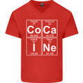 Cocaine Periodic Table Funny Drug Culture Mens V-Neck Cotton T-Shirt Red