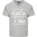 Cocaine Periodic Table Funny Drug Culture Mens V-Neck Cotton T-Shirt Sports Grey