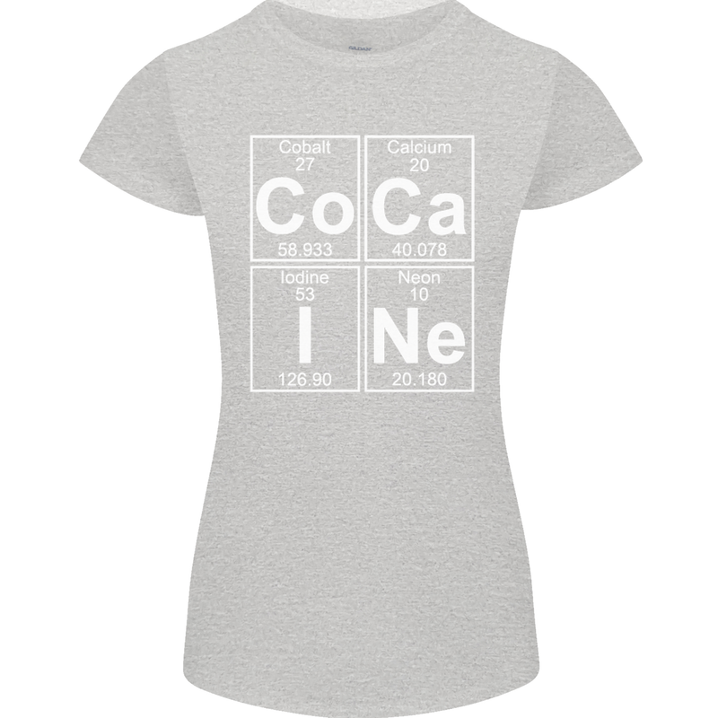 Cocaine Periodic Table Funny Drug Culture Womens Petite Cut T-Shirt Sports Grey