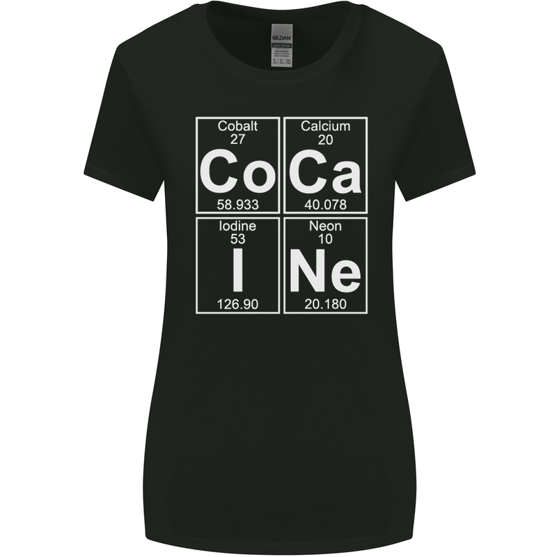 Cocaine Periodic Table Funny Drug Culture Womens Wider Cut T-Shirt Black