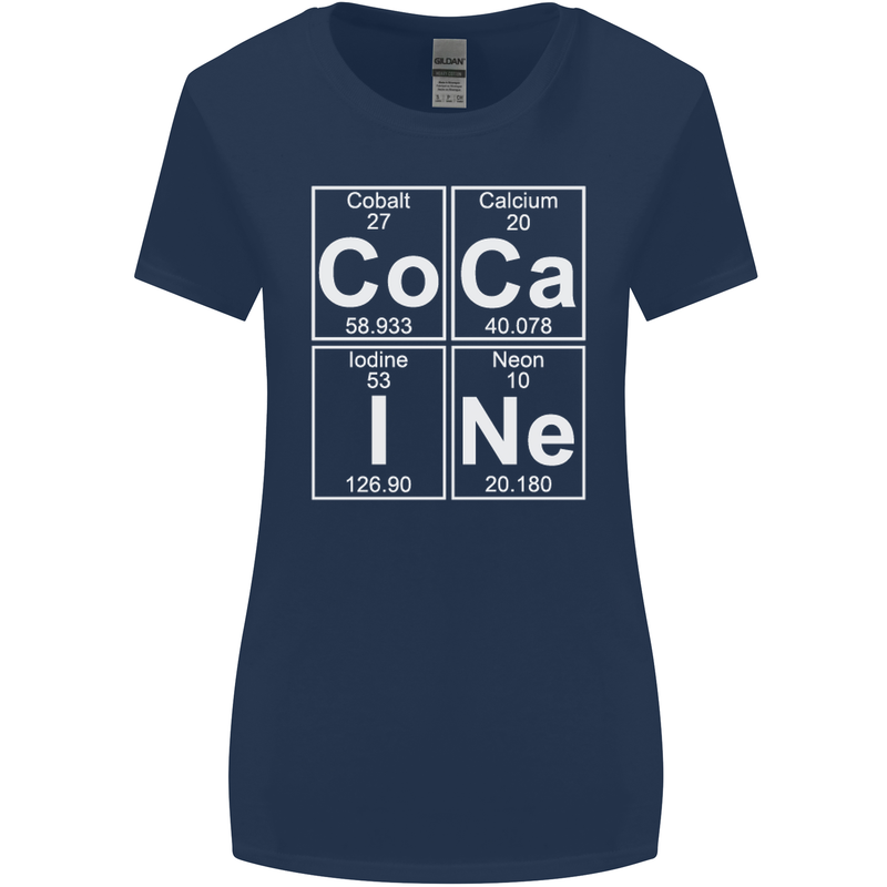 Cocaine Periodic Table Funny Drug Culture Womens Wider Cut T-Shirt Navy Blue