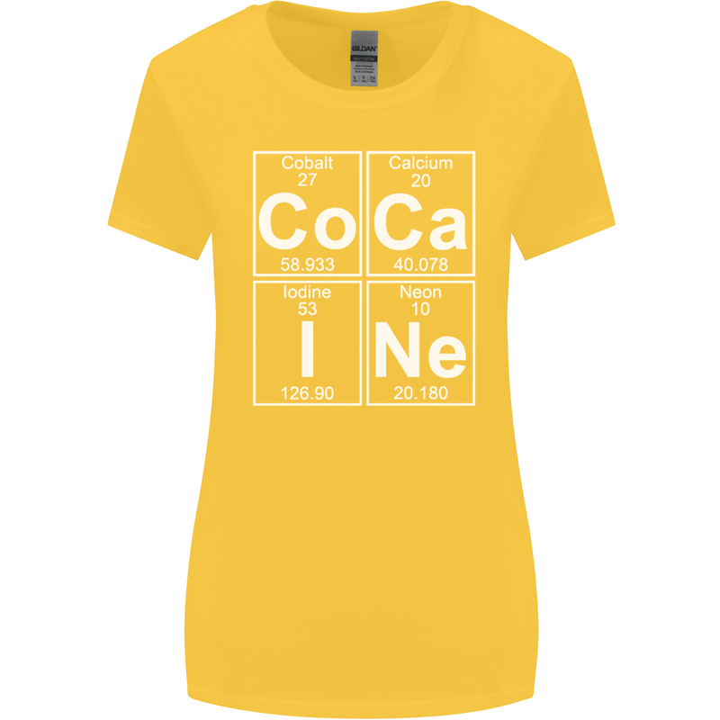 Cocaine Periodic Table Funny Drug Culture Womens Wider Cut T-Shirt Yellow