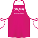 Cocaine and Protein Shakes Gym Drugs Funny Cotton Apron 100% Organic Pink