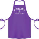 Cocaine and Protein Shakes Gym Drugs Funny Cotton Apron 100% Organic Purple