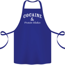 Cocaine and Protein Shakes Gym Drugs Funny Cotton Apron 100% Organic Royal Blue