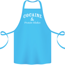 Cocaine and Protein Shakes Gym Drugs Funny Cotton Apron 100% Organic Turquoise