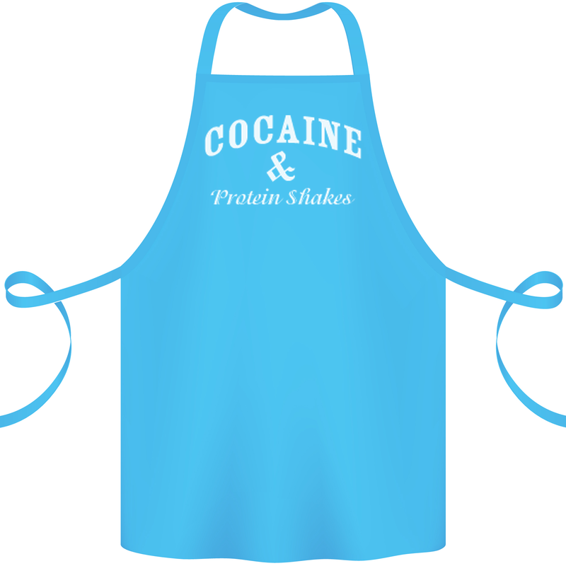 Cocaine and Protein Shakes Gym Drugs Funny Cotton Apron 100% Organic Turquoise