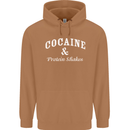 Cocaine and Protein Shakes Gym Drugs Funny Mens 80% Cotton Hoodie Caramel Latte