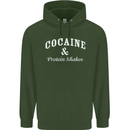 Cocaine and Protein Shakes Gym Drugs Funny Mens 80% Cotton Hoodie Forest Green