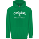 Cocaine and Protein Shakes Gym Drugs Funny Mens 80% Cotton Hoodie Irish Green