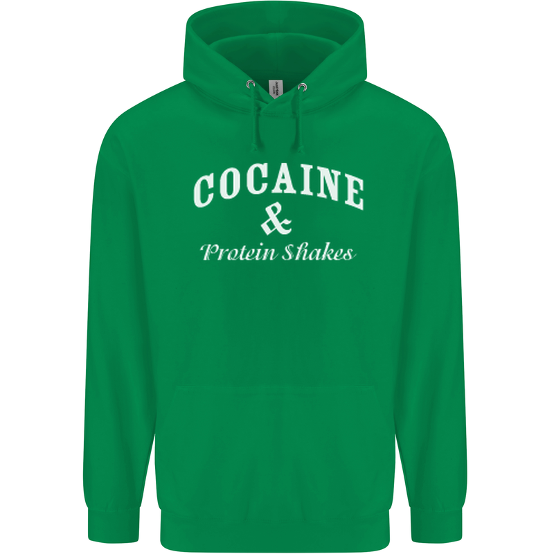 Cocaine and Protein Shakes Gym Drugs Funny Mens 80% Cotton Hoodie Irish Green