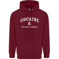 Cocaine and Protein Shakes Gym Drugs Funny Mens 80% Cotton Hoodie Maroon