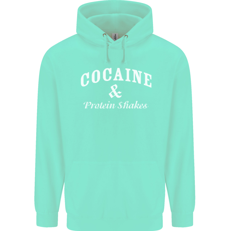 Cocaine and Protein Shakes Gym Drugs Funny Mens 80% Cotton Hoodie Peppermint