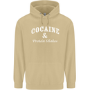 Cocaine and Protein Shakes Gym Drugs Funny Mens 80% Cotton Hoodie Sand