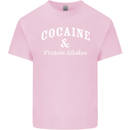 Cocaine and Protein Shakes Gym Drugs Funny Mens Cotton T-Shirt Tee Top Light Pink