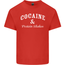 Cocaine and Protein Shakes Gym Drugs Funny Mens Cotton T-Shirt Tee Top Red