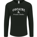 Cocaine and Protein Shakes Gym Drugs Funny Mens Long Sleeve T-Shirt Black