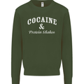 Cocaine and Protein Shakes Gym Drugs Funny Mens Sweatshirt Jumper Forest Green